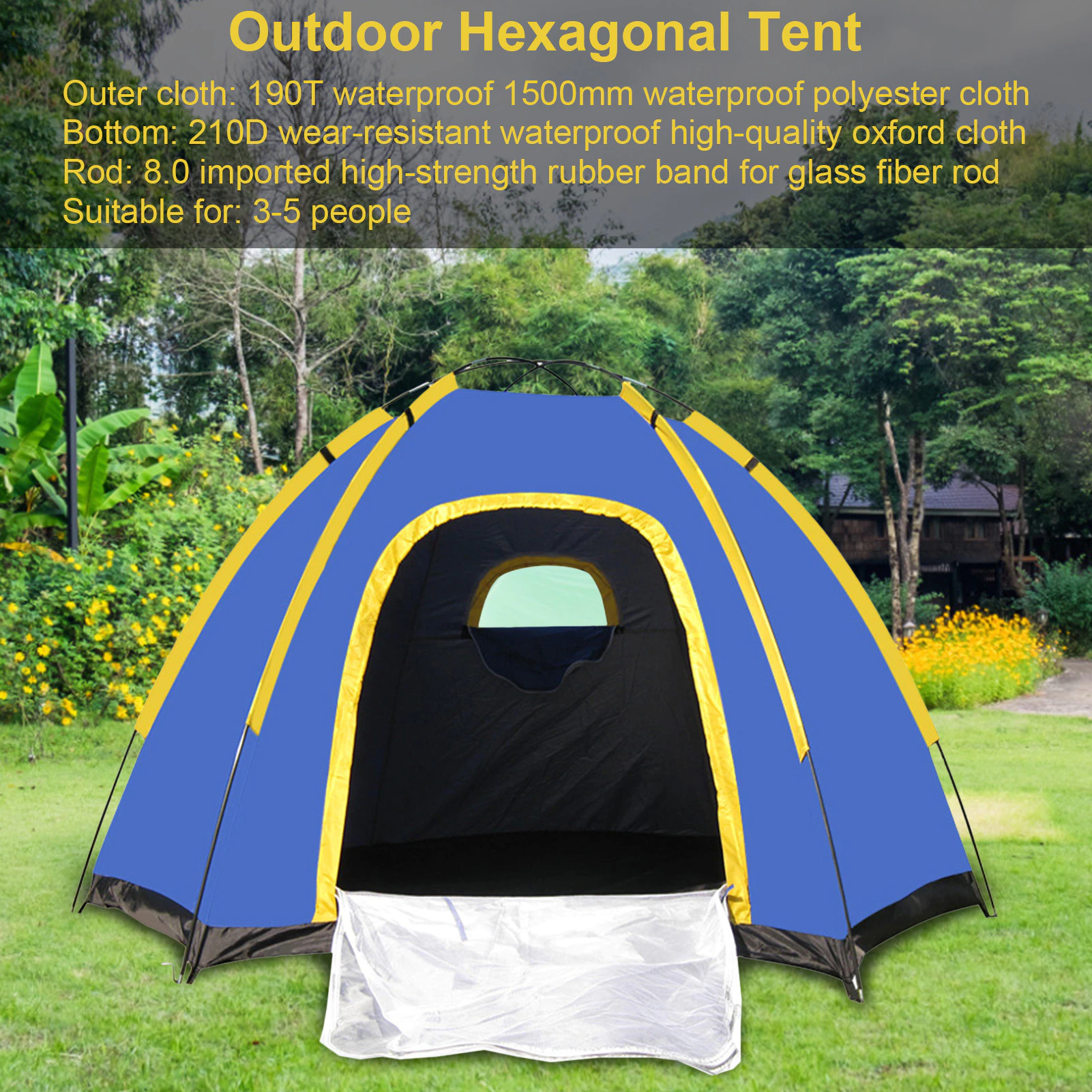 Cheap Goat Tents 240*210*130cm 3 5 People Camping Hexagonal Tent Outdoor Waterproof Durable Travel Tentage Tents 
